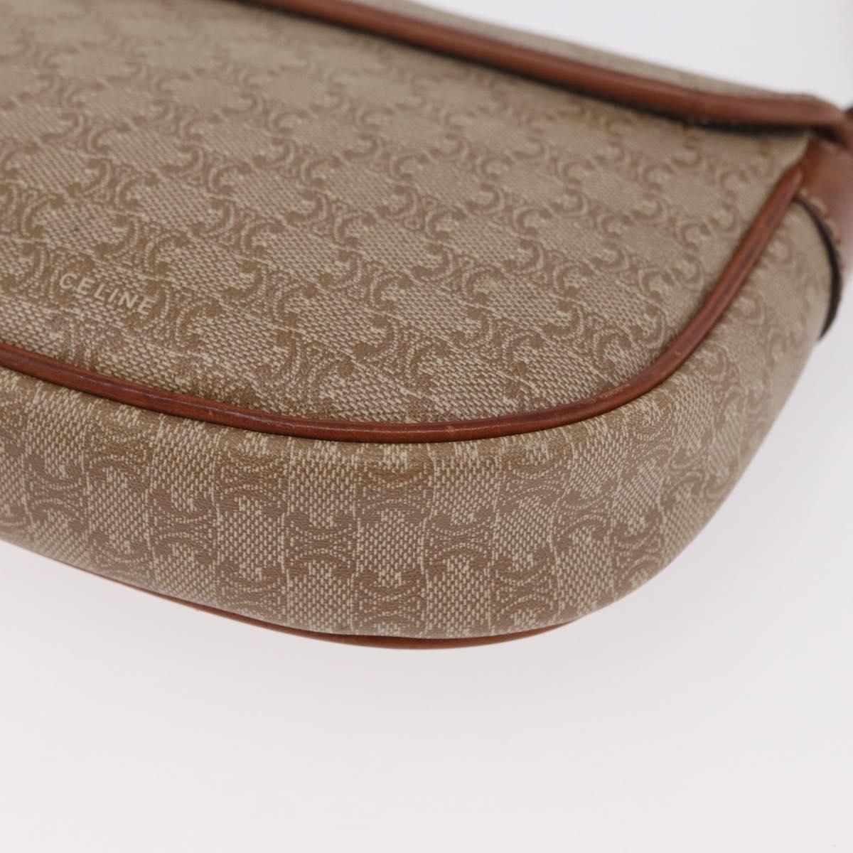 CELINE Macadam Canvas Shoulder Bag PVC Beige Gold Auth 168102