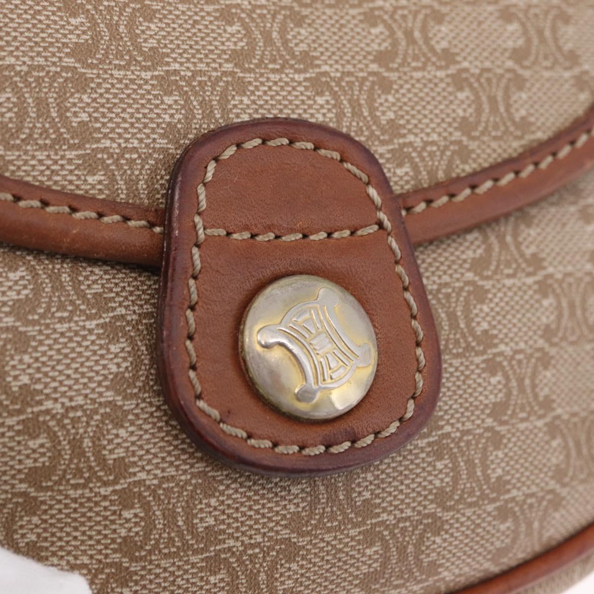 CELINE Macadam Canvas Shoulder Bag PVC Beige Gold Auth 168102