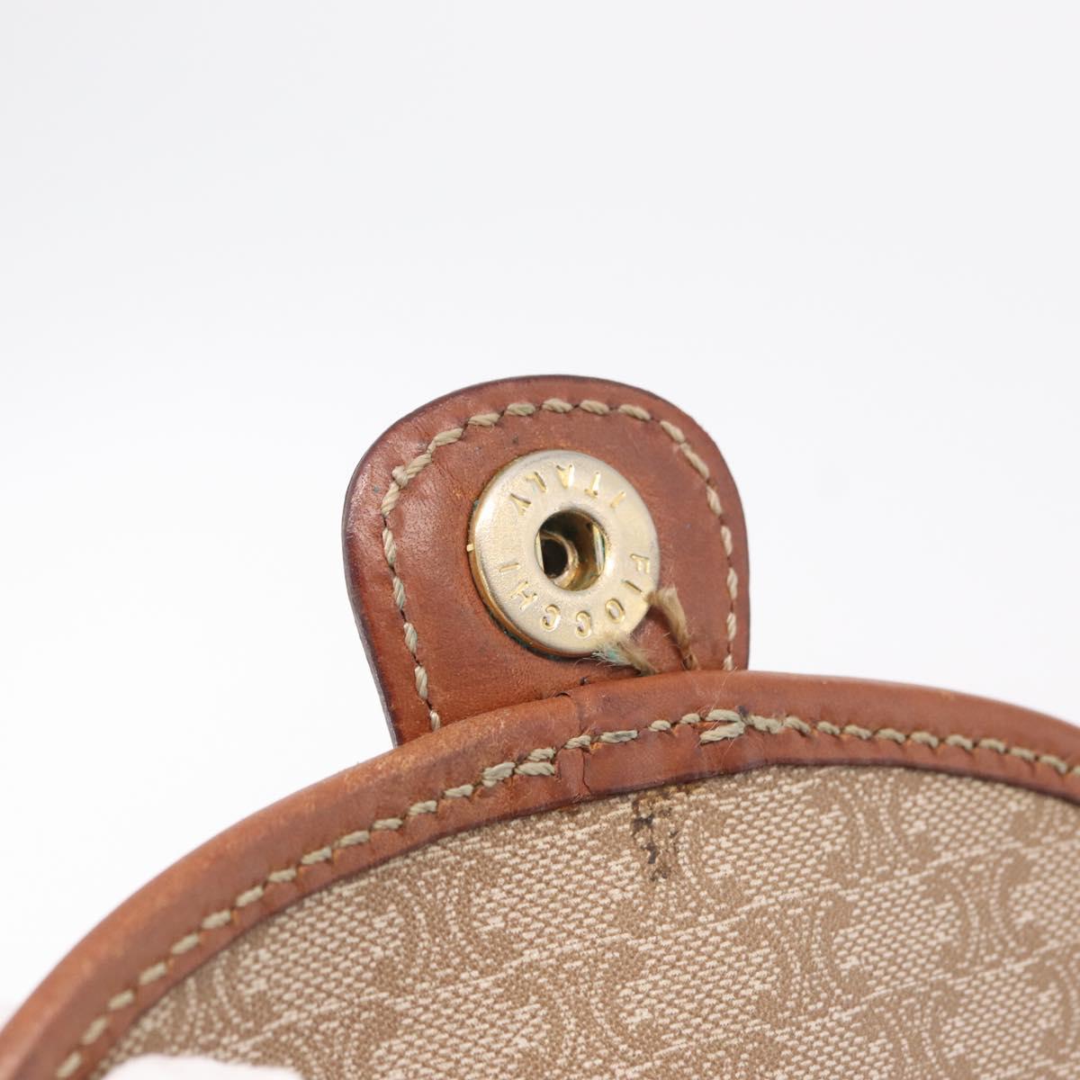 CELINE Macadam Canvas Shoulder Bag PVC Beige Gold Auth 168102