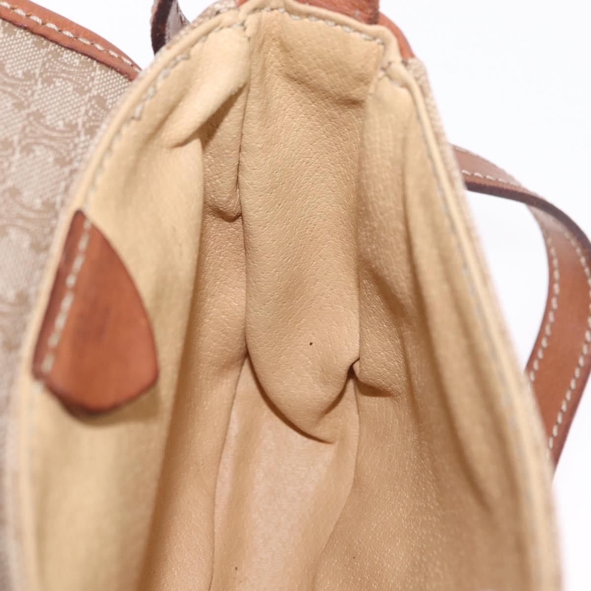 CELINE Macadam Canvas Shoulder Bag PVC Beige Gold Auth 168102