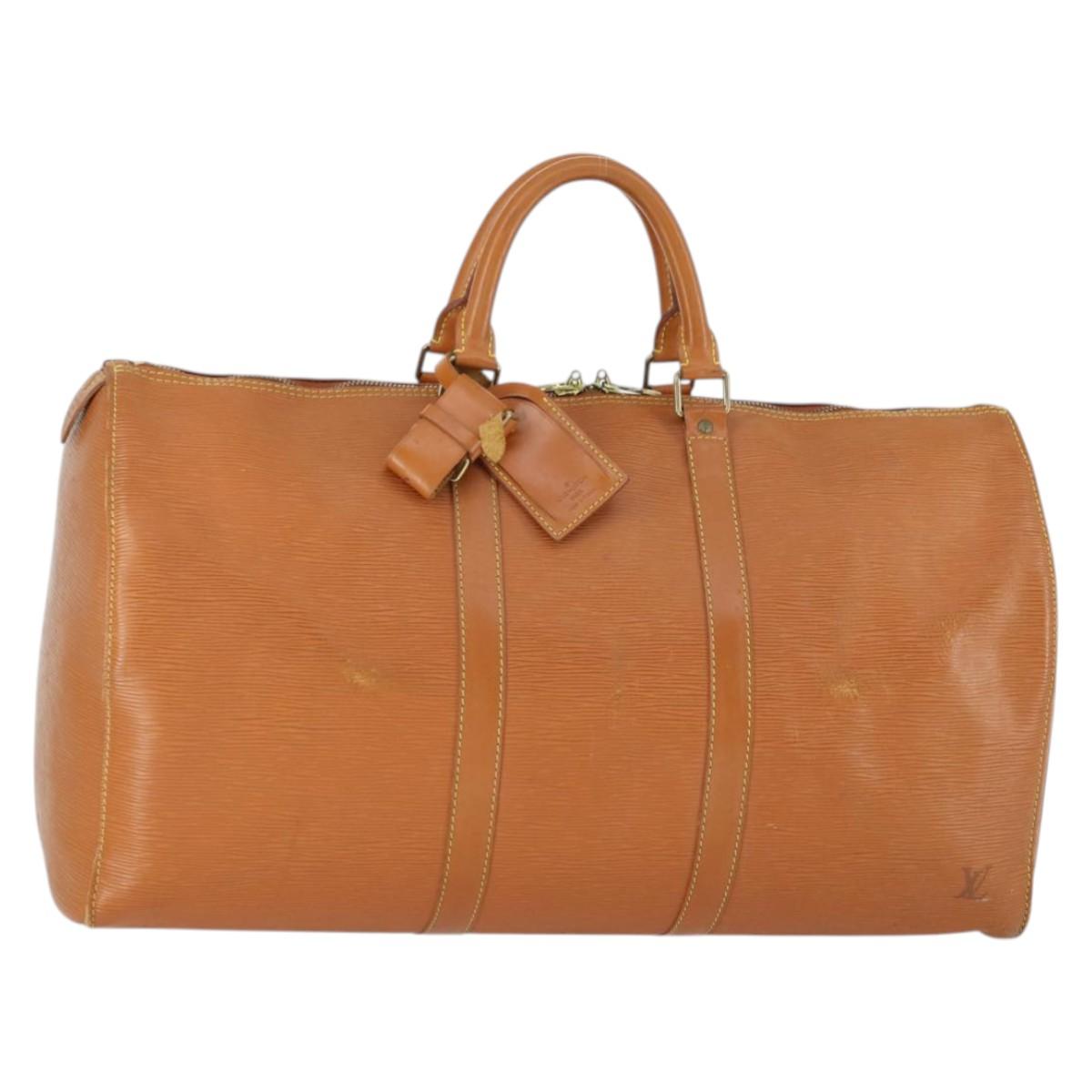 LOUIS VUITTON Epi Keepall 50 Boston Bag Brown M42968 LV Auth 168114