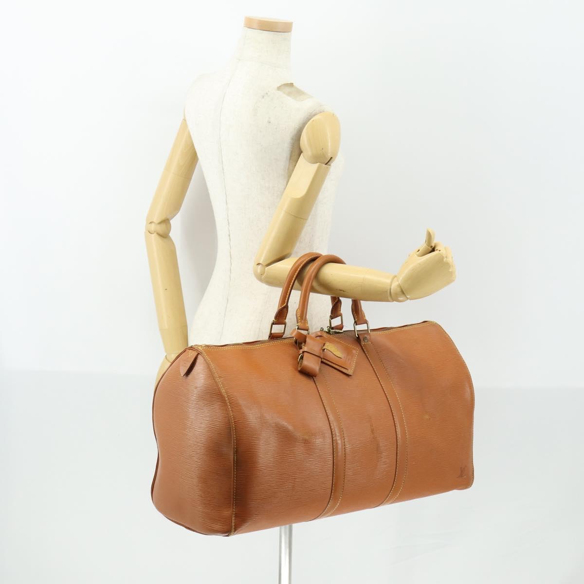 LOUIS VUITTON Epi Keepall 50 Boston Bag Brown M42968 LV Auth 168114