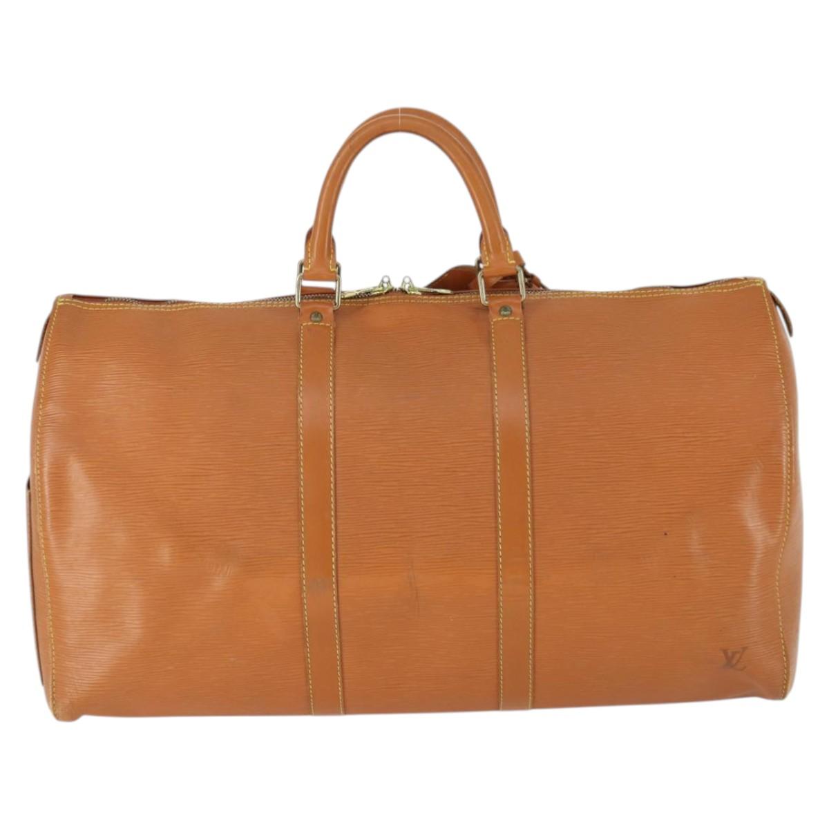 LOUIS VUITTON Epi Keepall 50 Boston Bag Brown M42968 LV Auth 168114