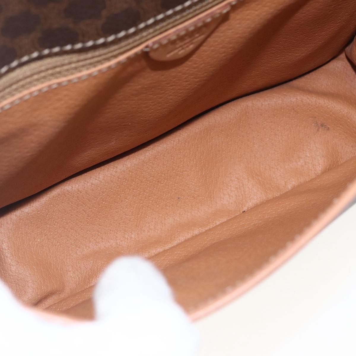 CELINE Macadam Canvas Shoulder Bag PVC Leather Brown Gold Auth 168118