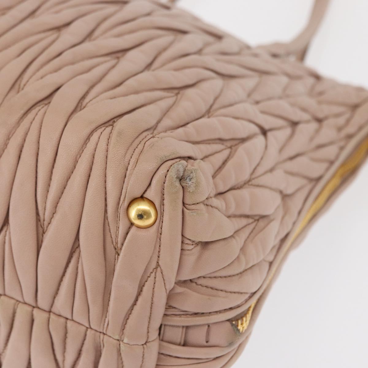 Miu Miu Matelasse Tote Bag Leather Pink Gold Auth 168121