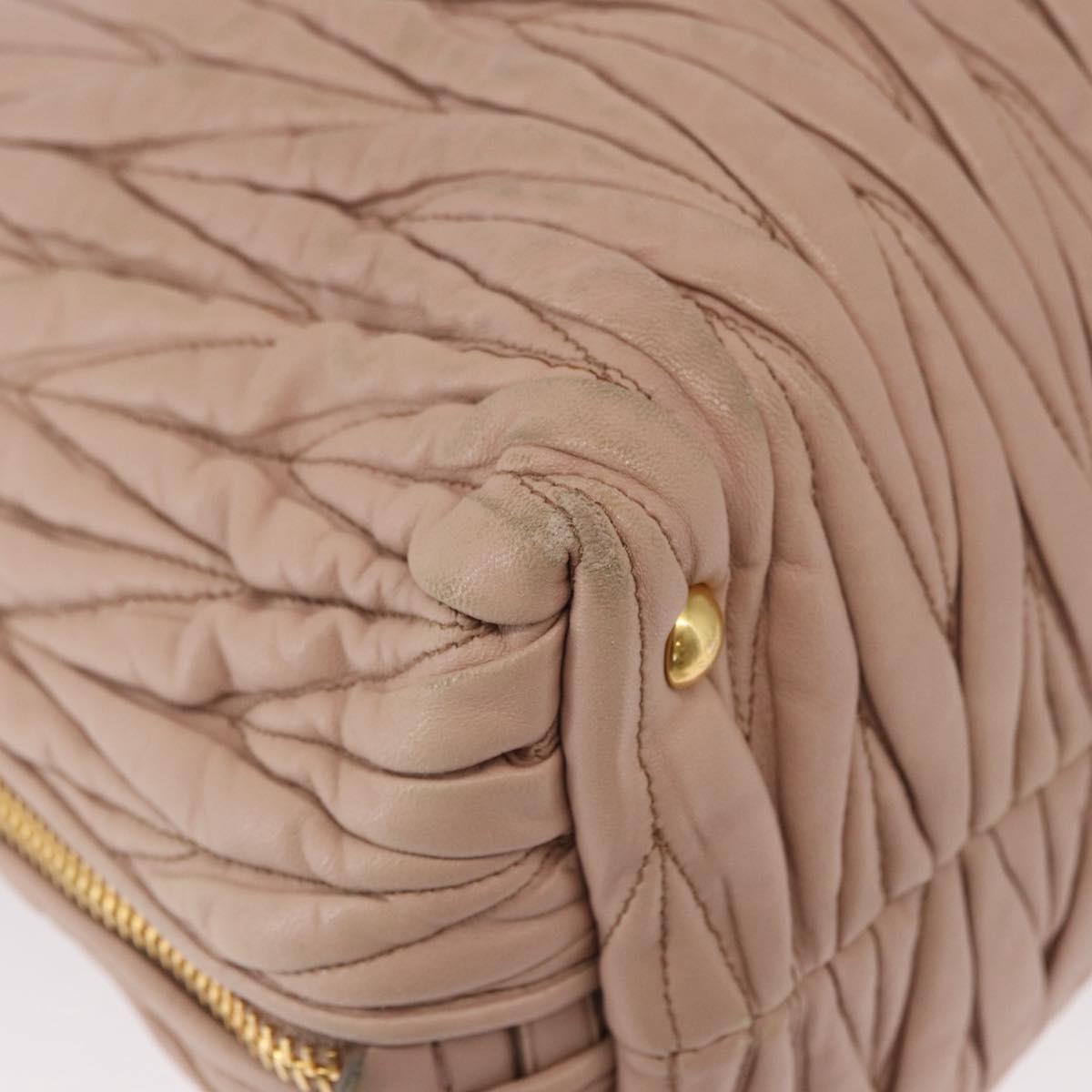 Miu Miu Matelasse Tote Bag Leather Pink Gold Auth 168121