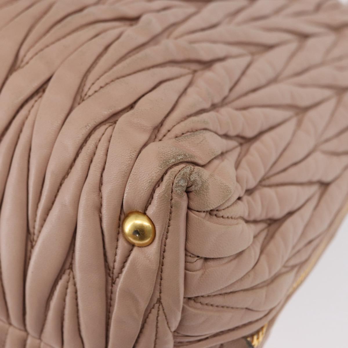 Miu Miu Matelasse Tote Bag Leather Pink Gold Auth 168121