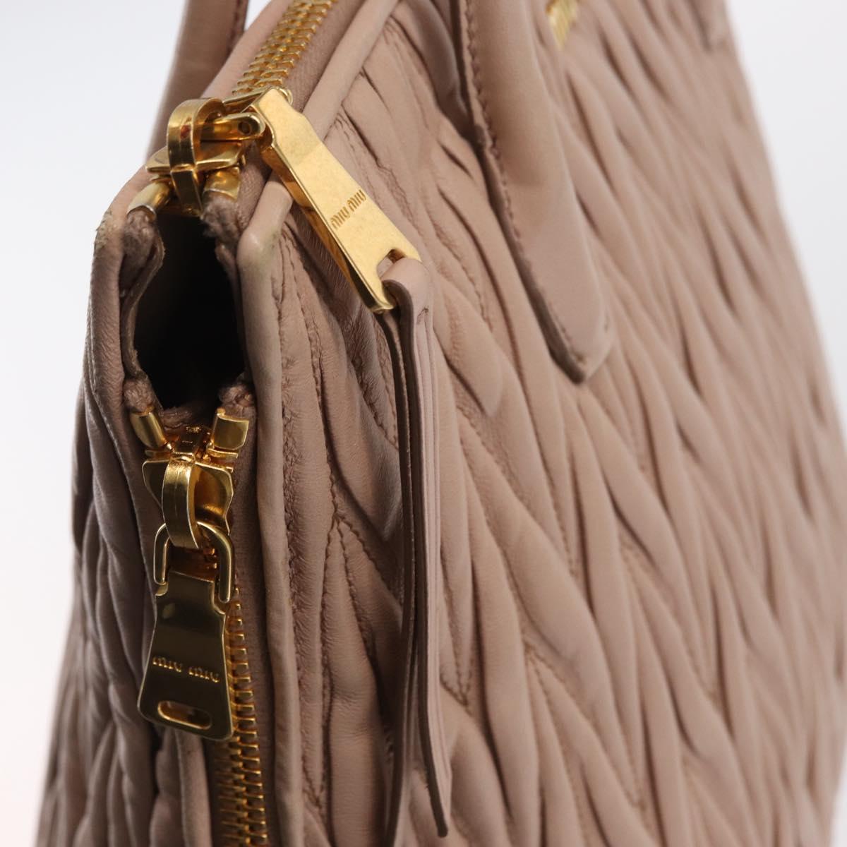 Miu Miu Matelasse Tote Bag Leather Pink Gold Auth 168121
