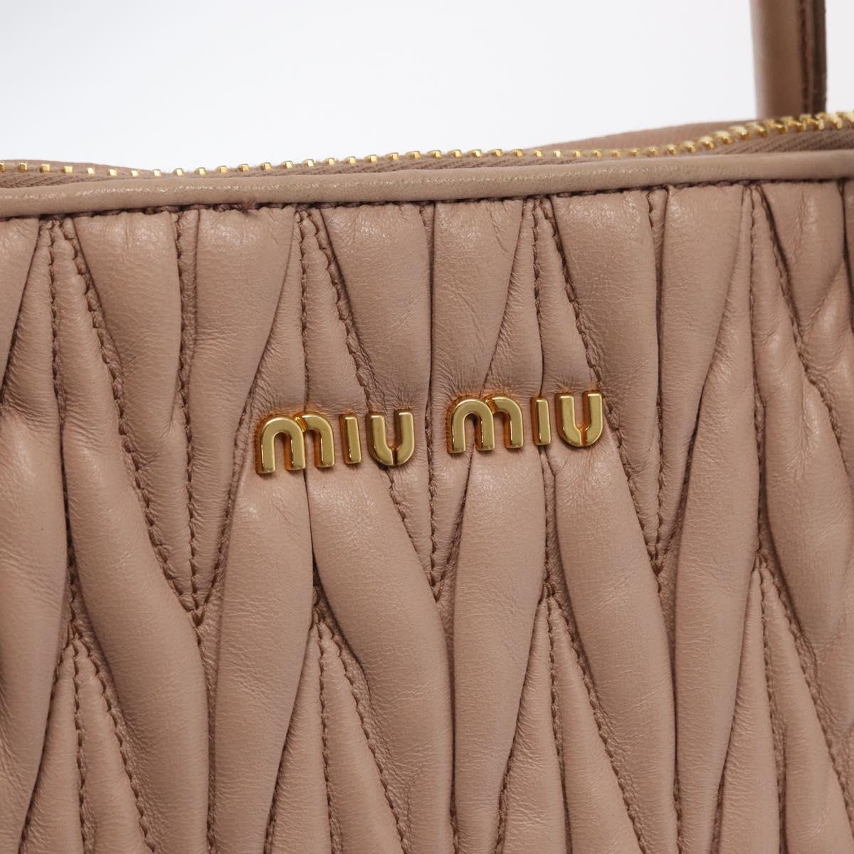 Miu Miu Matelasse Tote Bag Leather Pink Gold Auth 168121