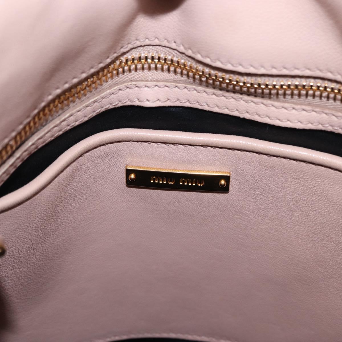 Miu Miu Matelasse Tote Bag Leather Pink Gold Auth 168121
