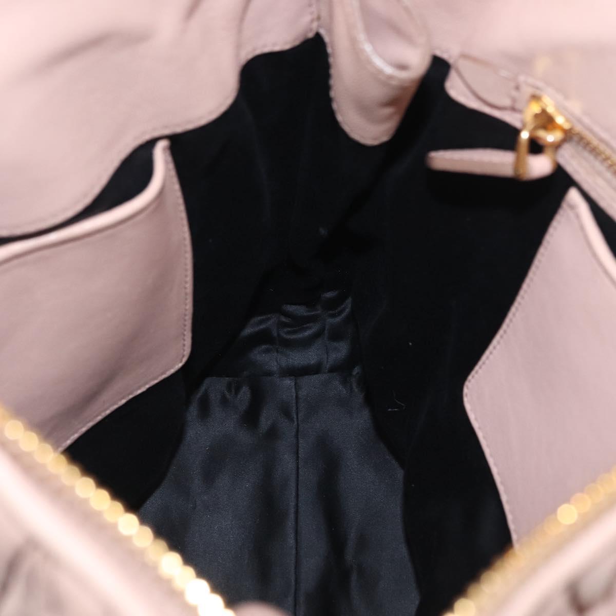 Miu Miu Matelasse Tote Bag Leather Pink Gold Auth 168121