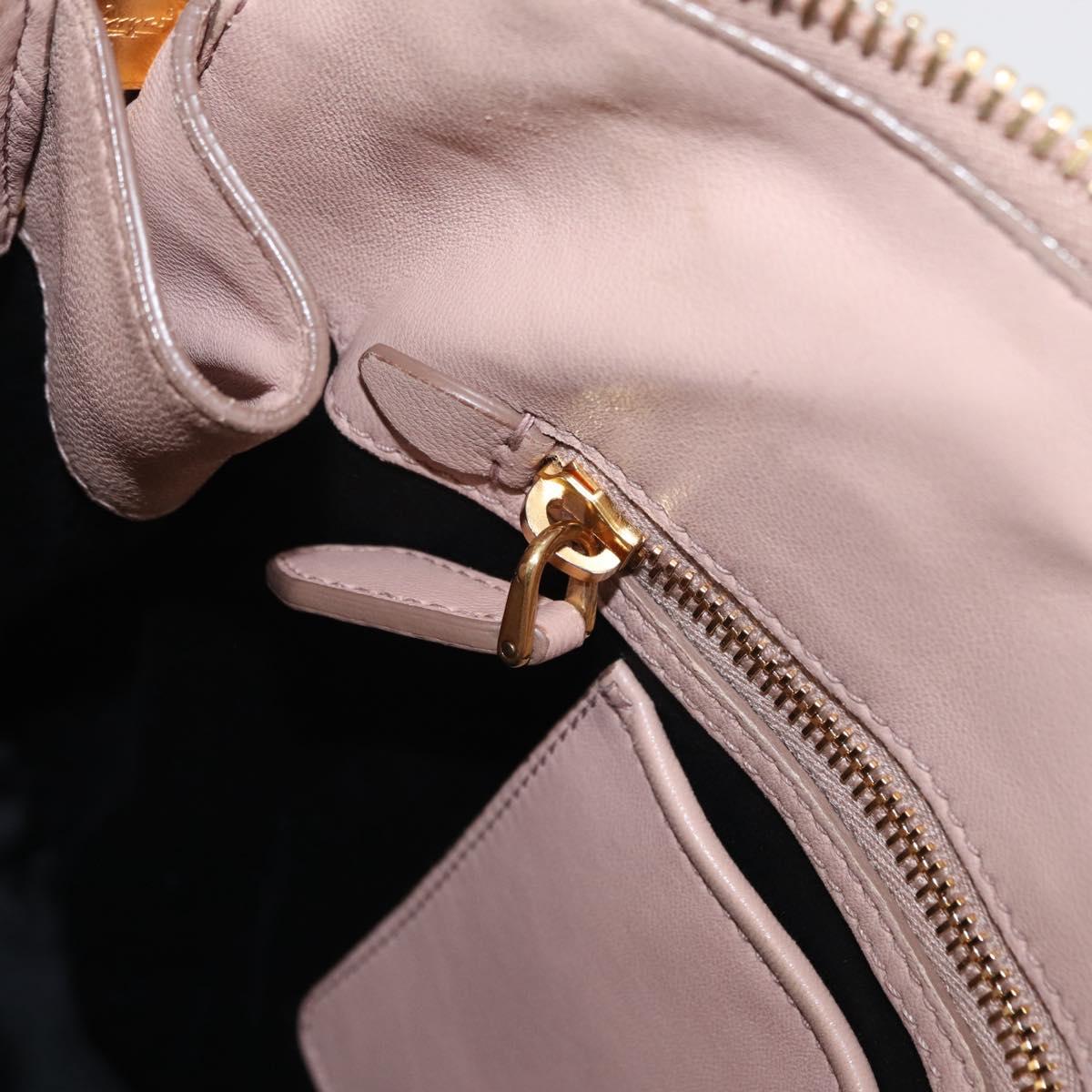 Miu Miu Matelasse Tote Bag Leather Pink Gold Auth 168121