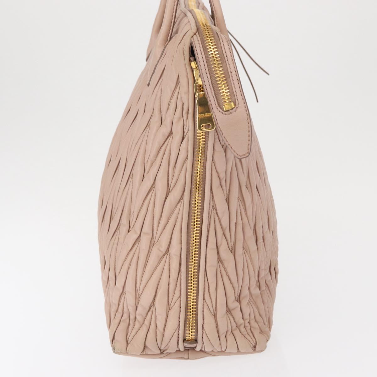 Miu Miu Matelasse Tote Bag Leather Pink Gold Auth 168121