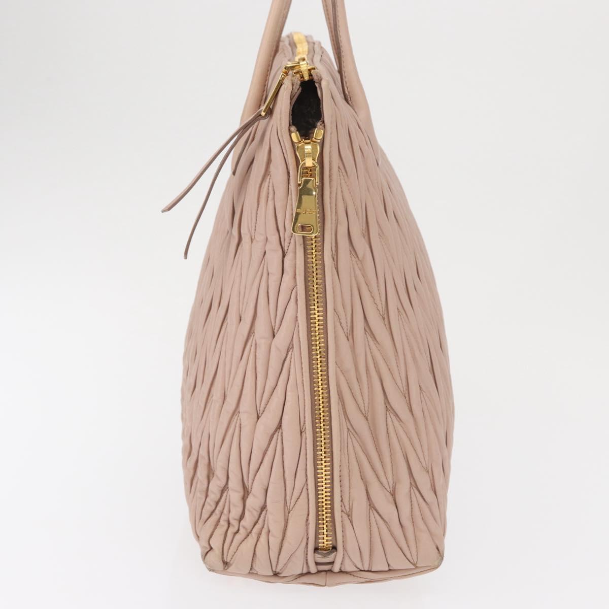 Miu Miu Matelasse Tote Bag Leather Pink Gold Auth 168121