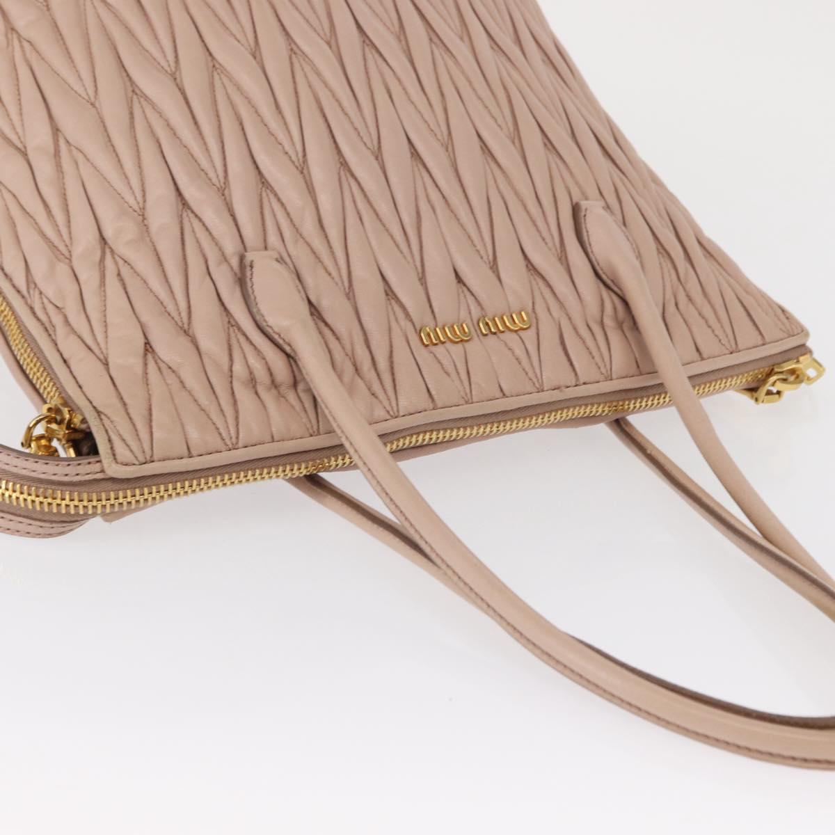 Miu Miu Matelasse Tote Bag Leather Pink Gold Auth 168121