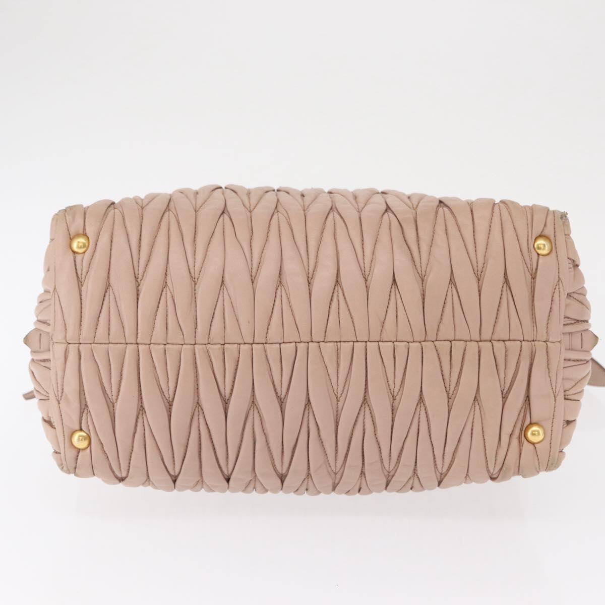 Miu Miu Matelasse Tote Bag Leather Pink Gold Auth 168121