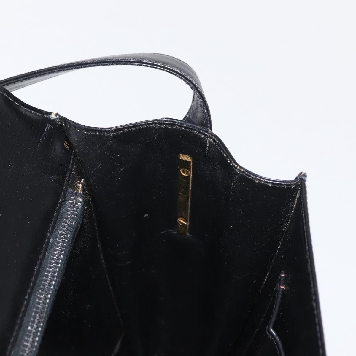 GUCCI Web Sherry Line Horsebit Shoulder Bag Leather Black Gold Auth 168125