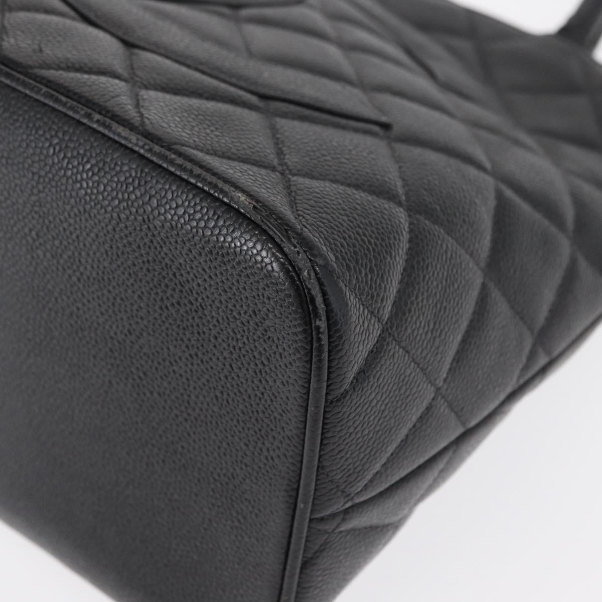 CHANEL Matelasse Reprint Tote Bag Caviar Skin Black CC Auth 168135