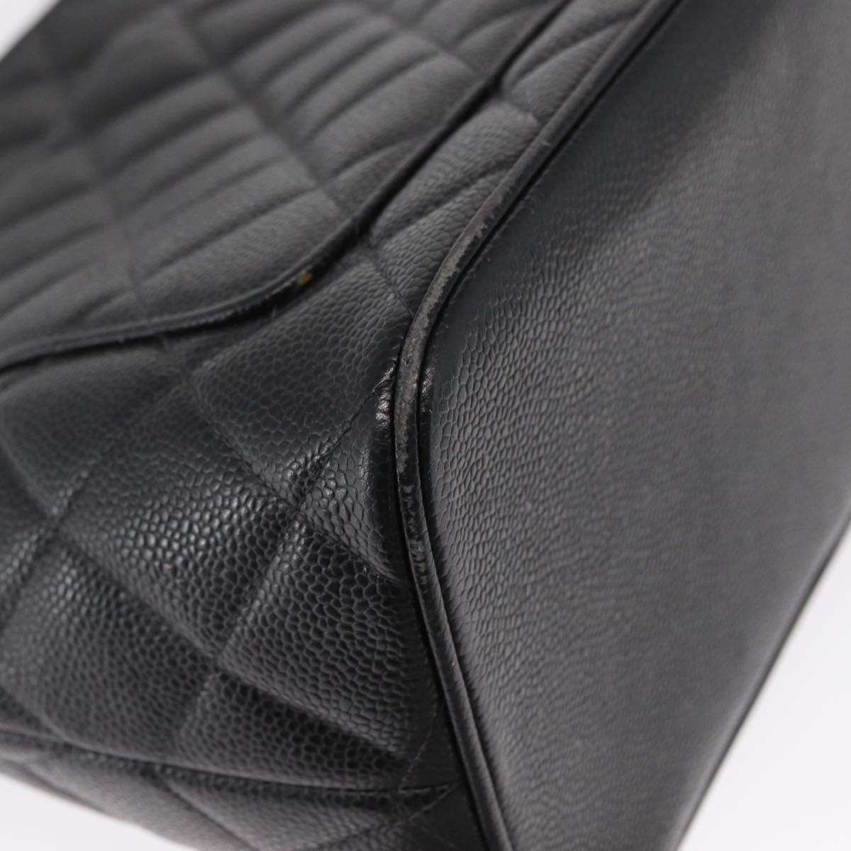 CHANEL Matelasse Reprint Tote Bag Caviar Skin Black CC Auth 168135