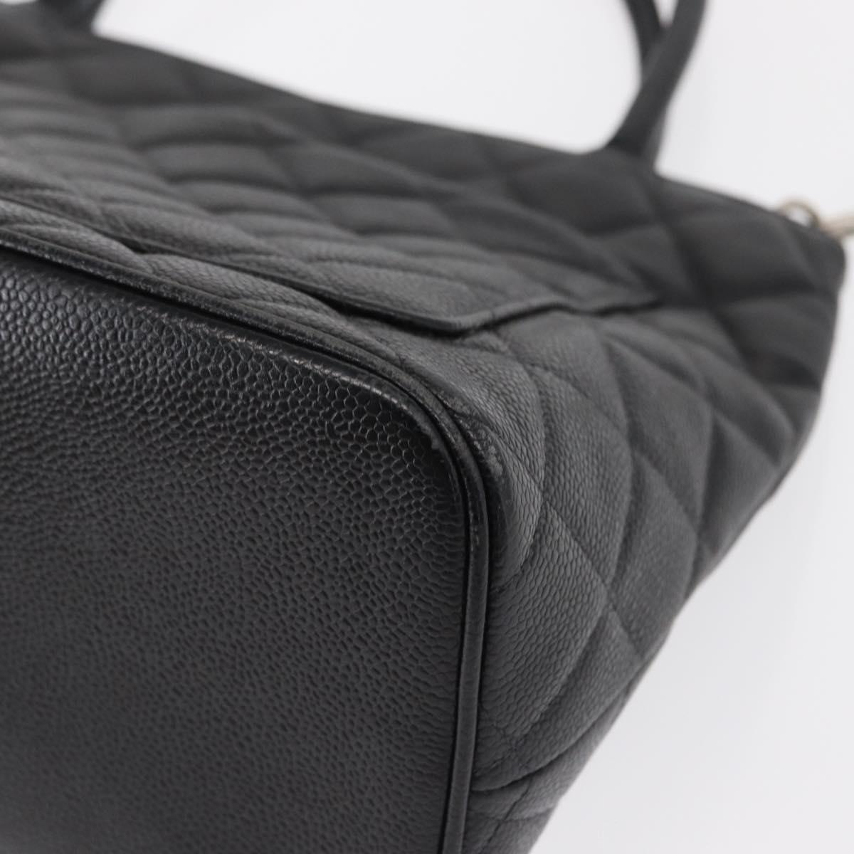 CHANEL Matelasse Reprint Tote Bag Caviar Skin Black CC Auth 168135