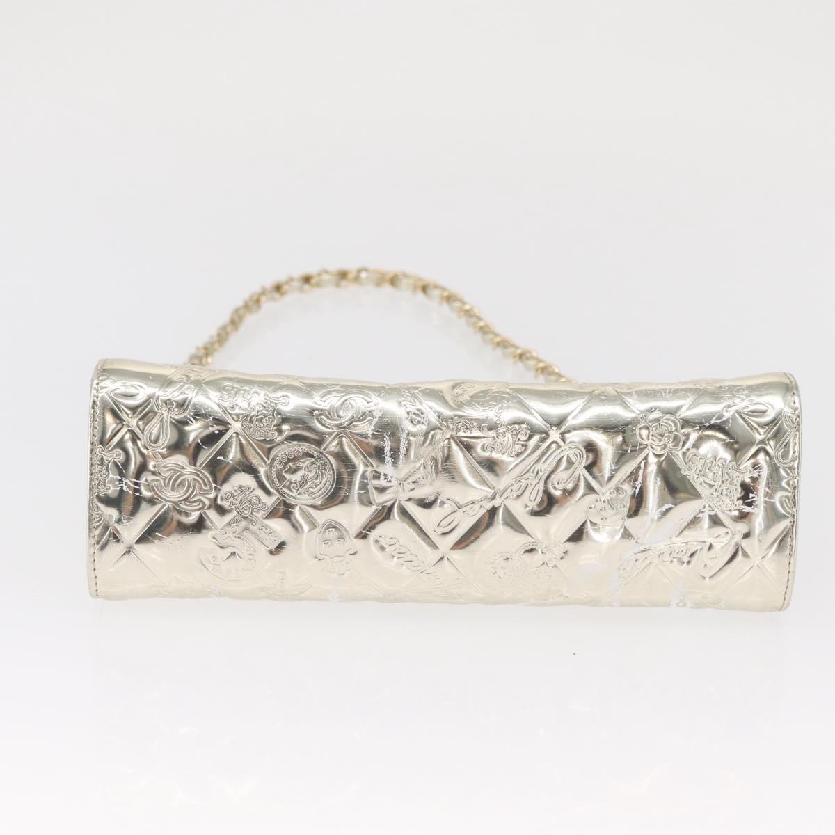 CHANEL Matelasse Shoulder Bag Patent leather Gold CC Auth 168139