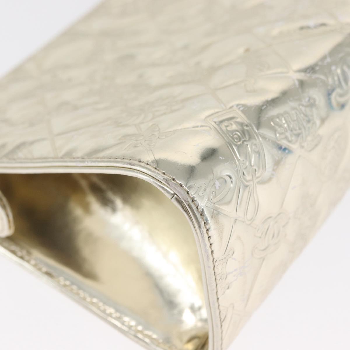 CHANEL Matelasse Shoulder Bag Patent leather Gold CC Auth 168139