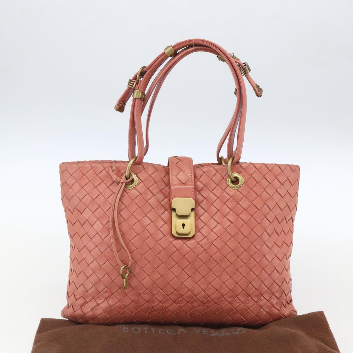 BOTTEGA VENETA INTRECCIATO Hand Bag Leather Pink Gold Auth 168147V