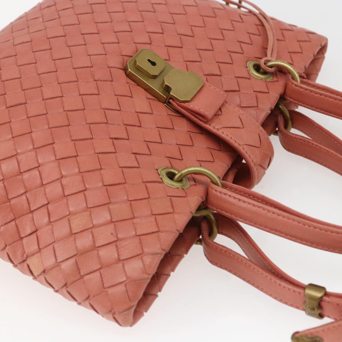 BOTTEGA VENETA INTRECCIATO Hand Bag Leather Pink Gold Auth 168147V