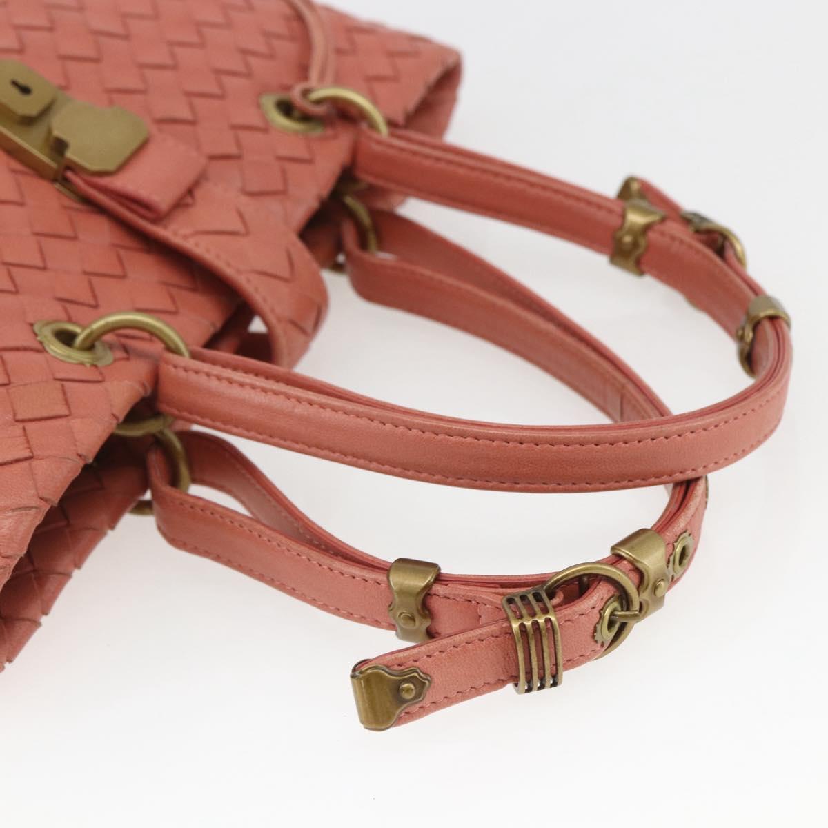 BOTTEGA VENETA INTRECCIATO Hand Bag Leather Pink Gold Auth 168147V