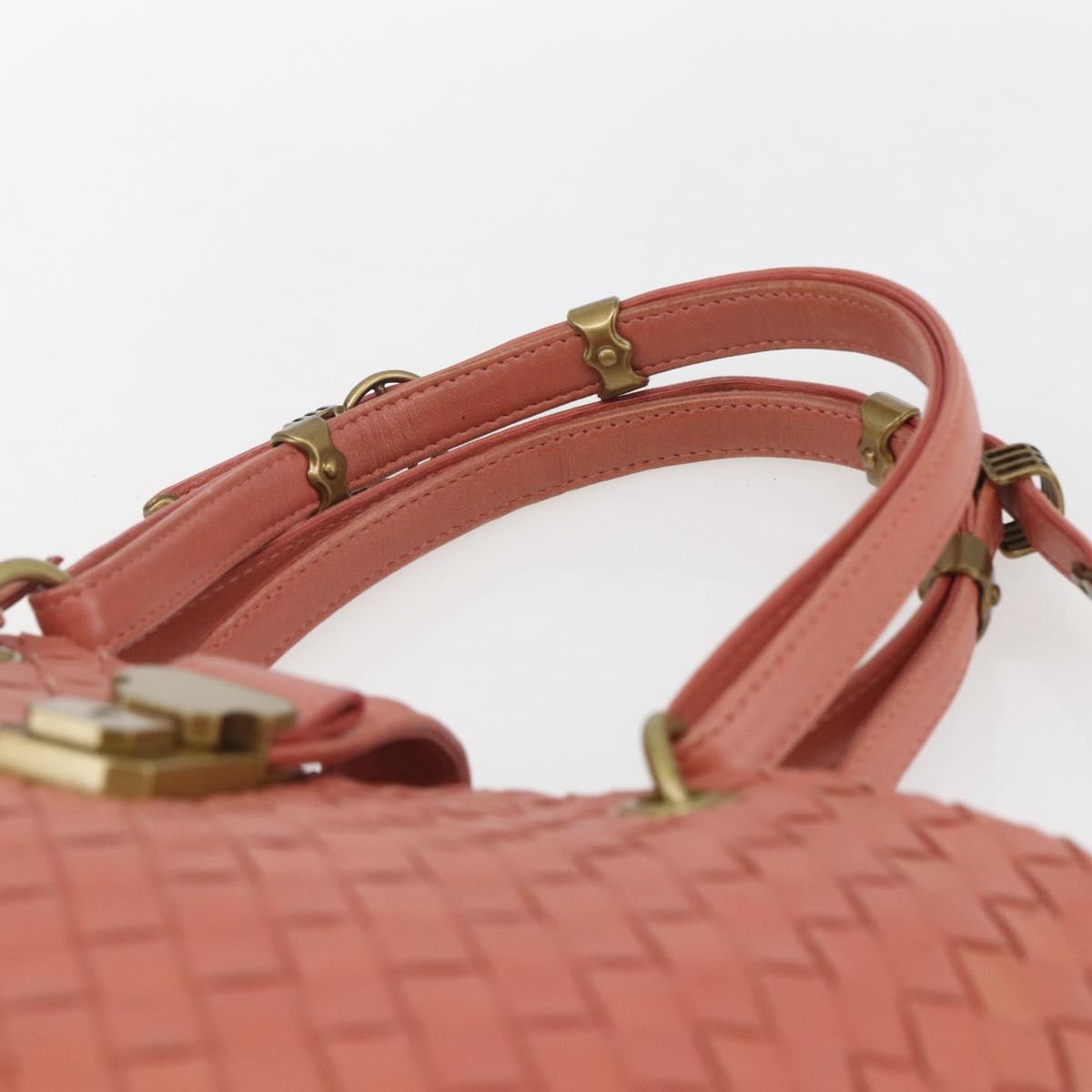BOTTEGA VENETA INTRECCIATO Hand Bag Leather Pink Gold Auth 168147V