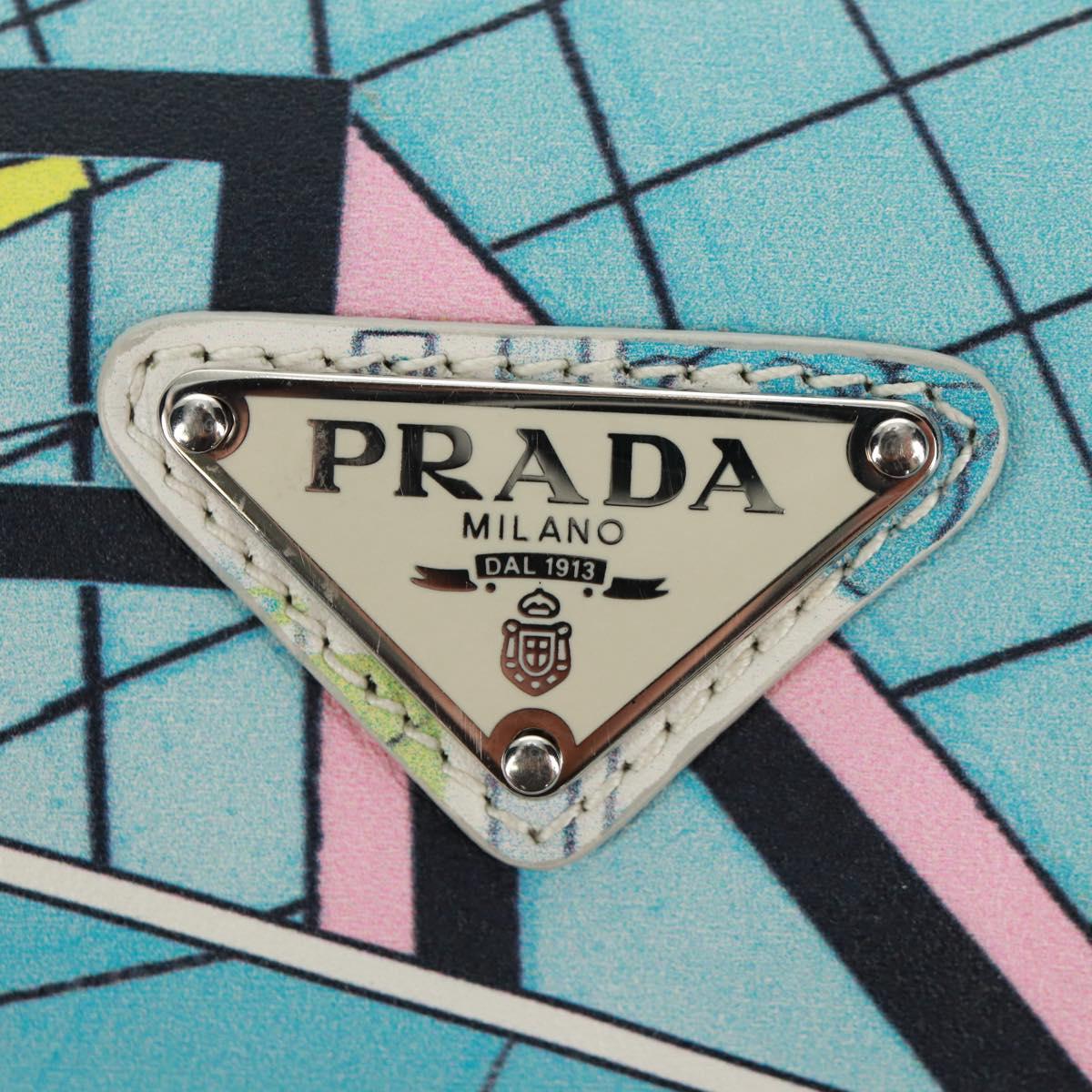 PRADA Body Bag Leather Light Blue Silver Auth 168150V