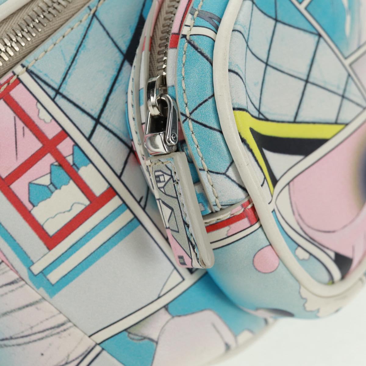 PRADA Body Bag Leather Light Blue Silver Auth 168150V