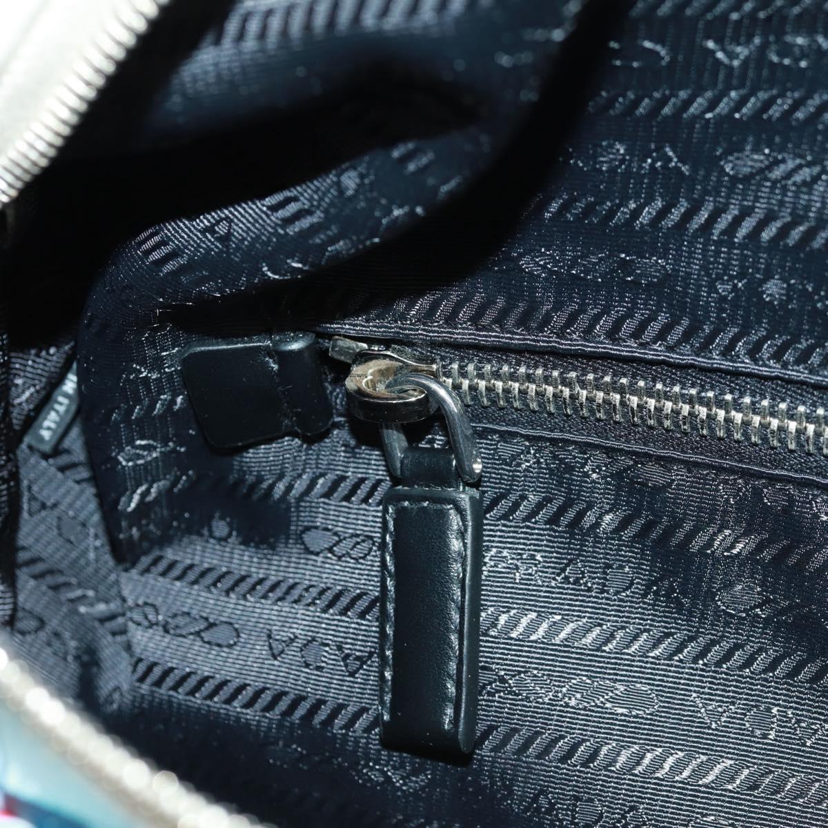 PRADA Body Bag Leather Light Blue Silver Auth 168150V