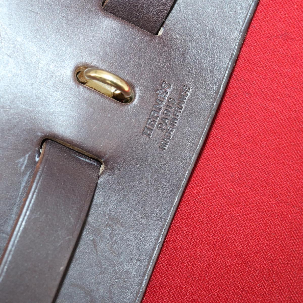 HERMES Herbag MM Hand Bag Canvas 2way Orange Auth 168151