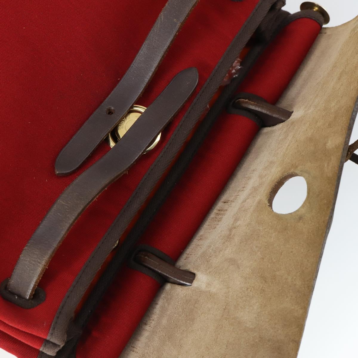 HERMES Herbag MM Hand Bag Canvas 2way Orange Auth 168151