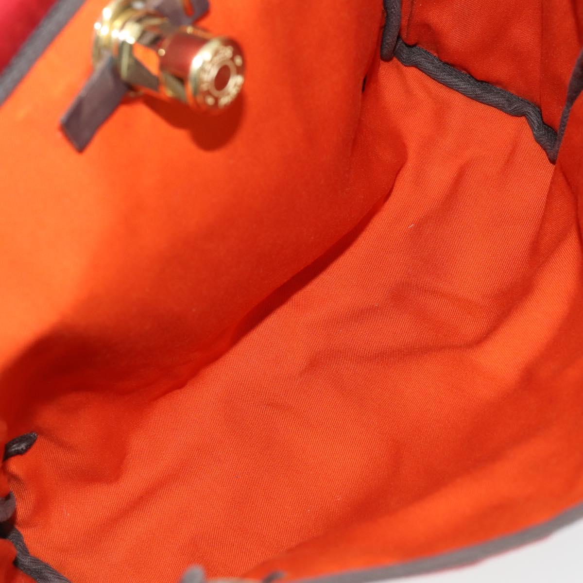 HERMES Herbag MM Hand Bag Canvas 2way Orange Auth 168151