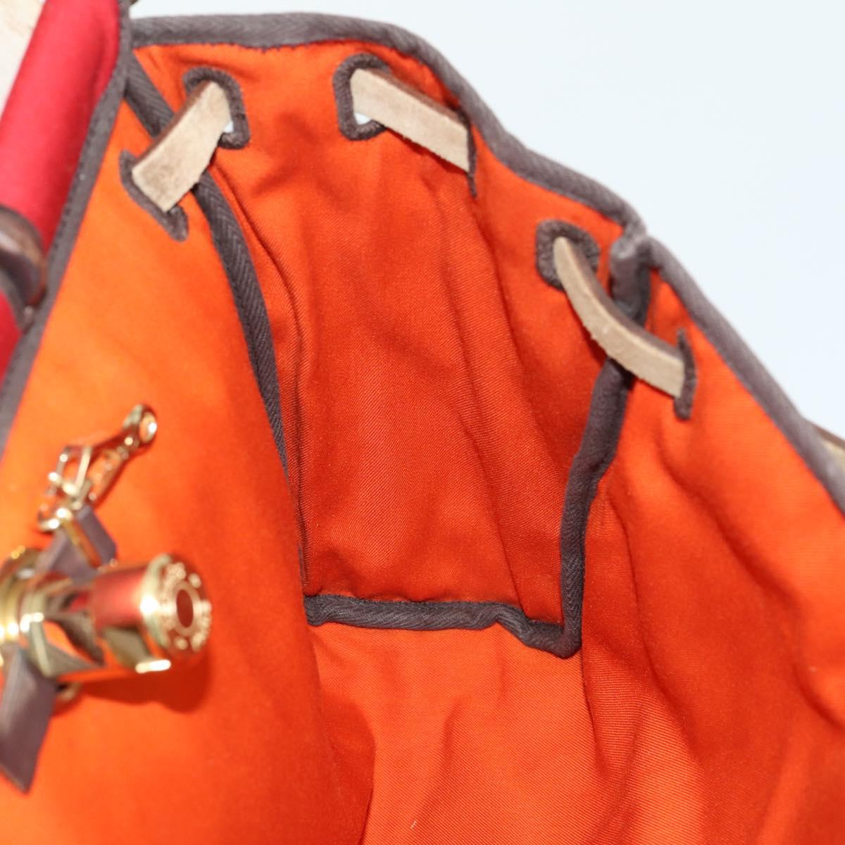 HERMES Herbag MM Hand Bag Canvas 2way Orange Auth 168151