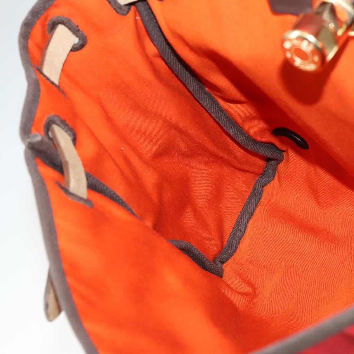 HERMES Herbag MM Hand Bag Canvas 2way Orange Auth 168151