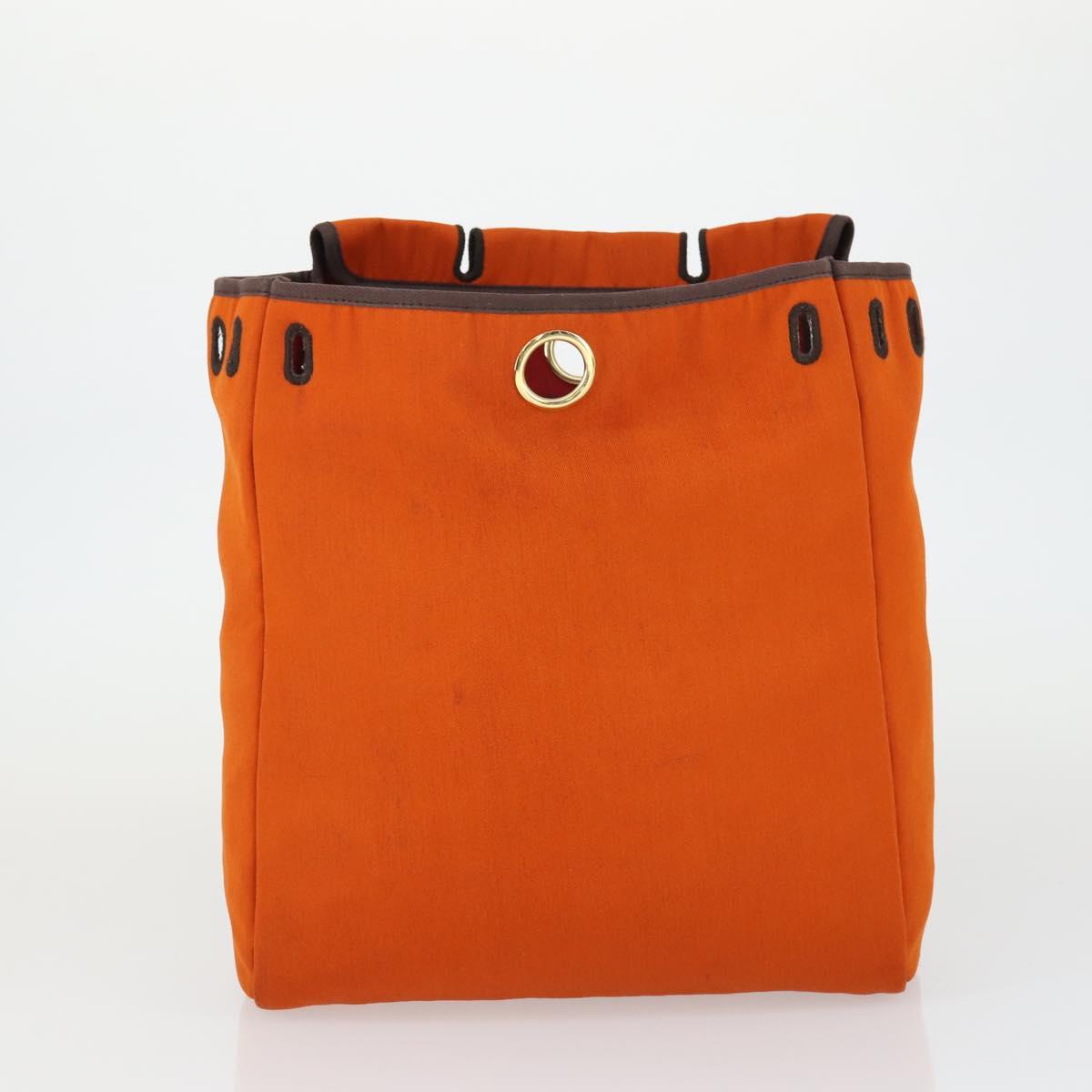 HERMES Herbag MM Hand Bag Canvas 2way Orange Auth 168151