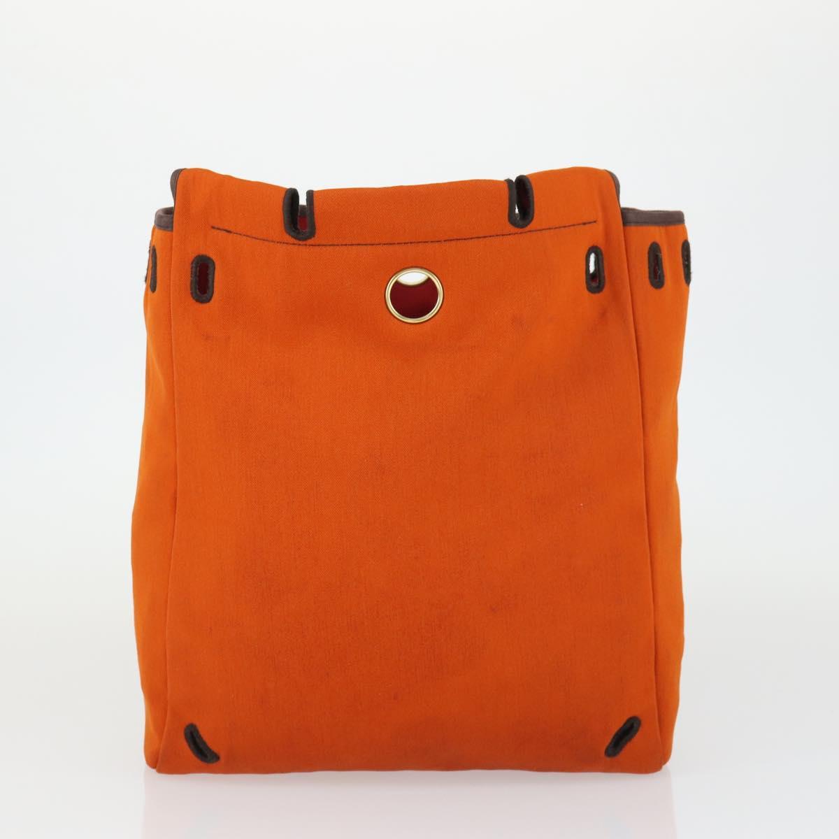 HERMES Herbag MM Hand Bag Canvas 2way Orange Auth 168151