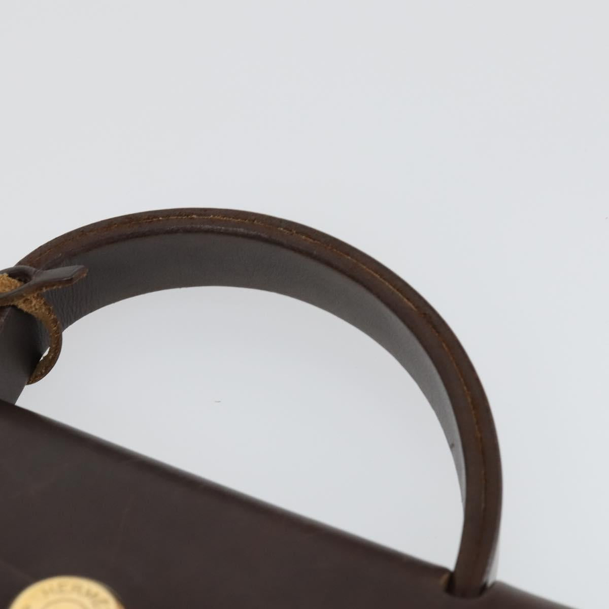 HERMES Herbag MM Hand Bag Canvas 2way Orange Auth 168151