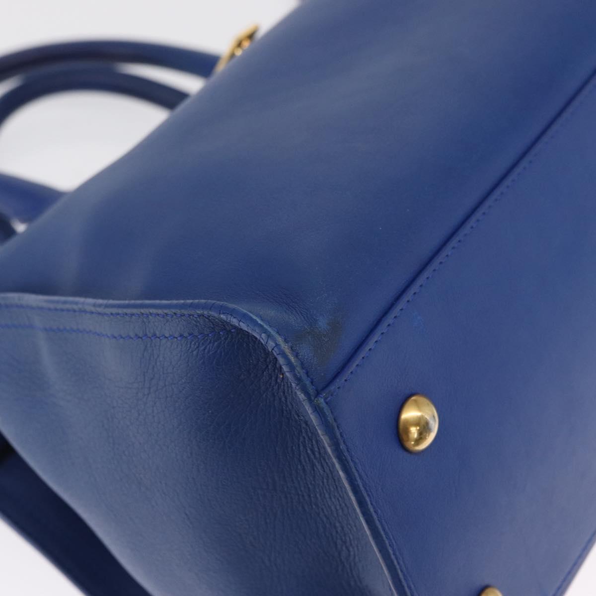 SAINT LAURENT Baby Kabas Hand Bag Leather 2way Blue Gold 311210 Auth 168154