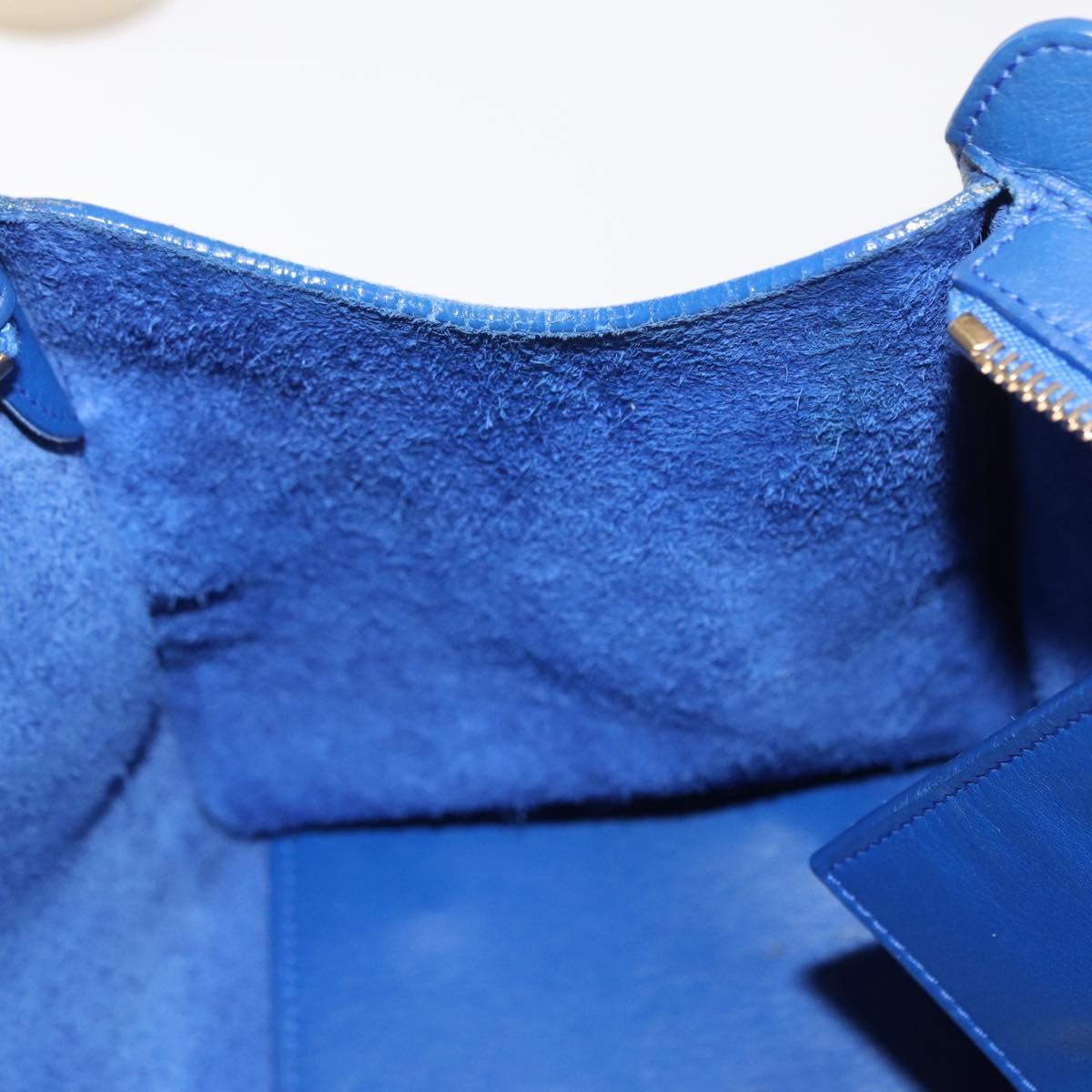 SAINT LAURENT Baby Kabas Hand Bag Leather 2way Blue Gold 311210 Auth 168154