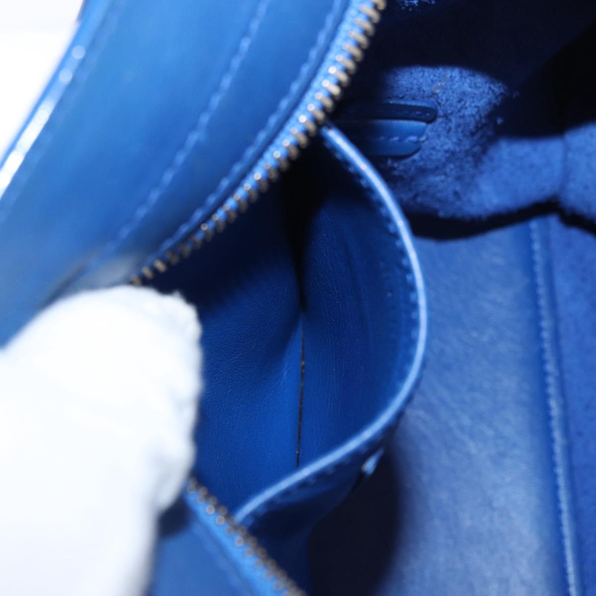 SAINT LAURENT Baby Kabas Hand Bag Leather 2way Blue Gold 311210 Auth 168154