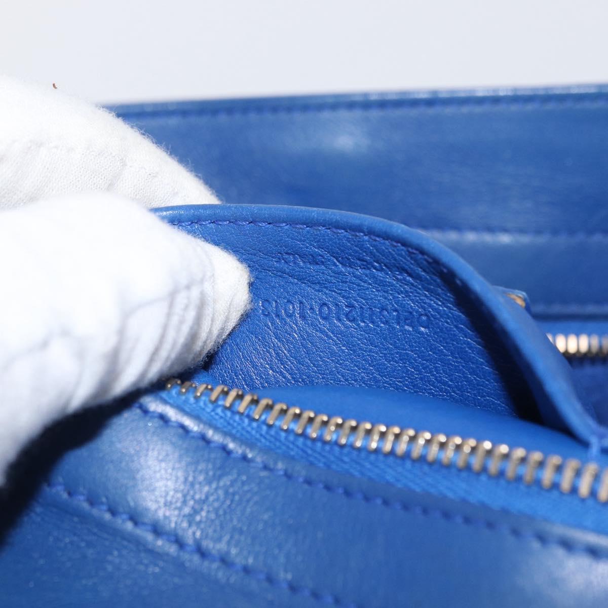 SAINT LAURENT Baby Kabas Hand Bag Leather 2way Blue Gold 311210 Auth 168154