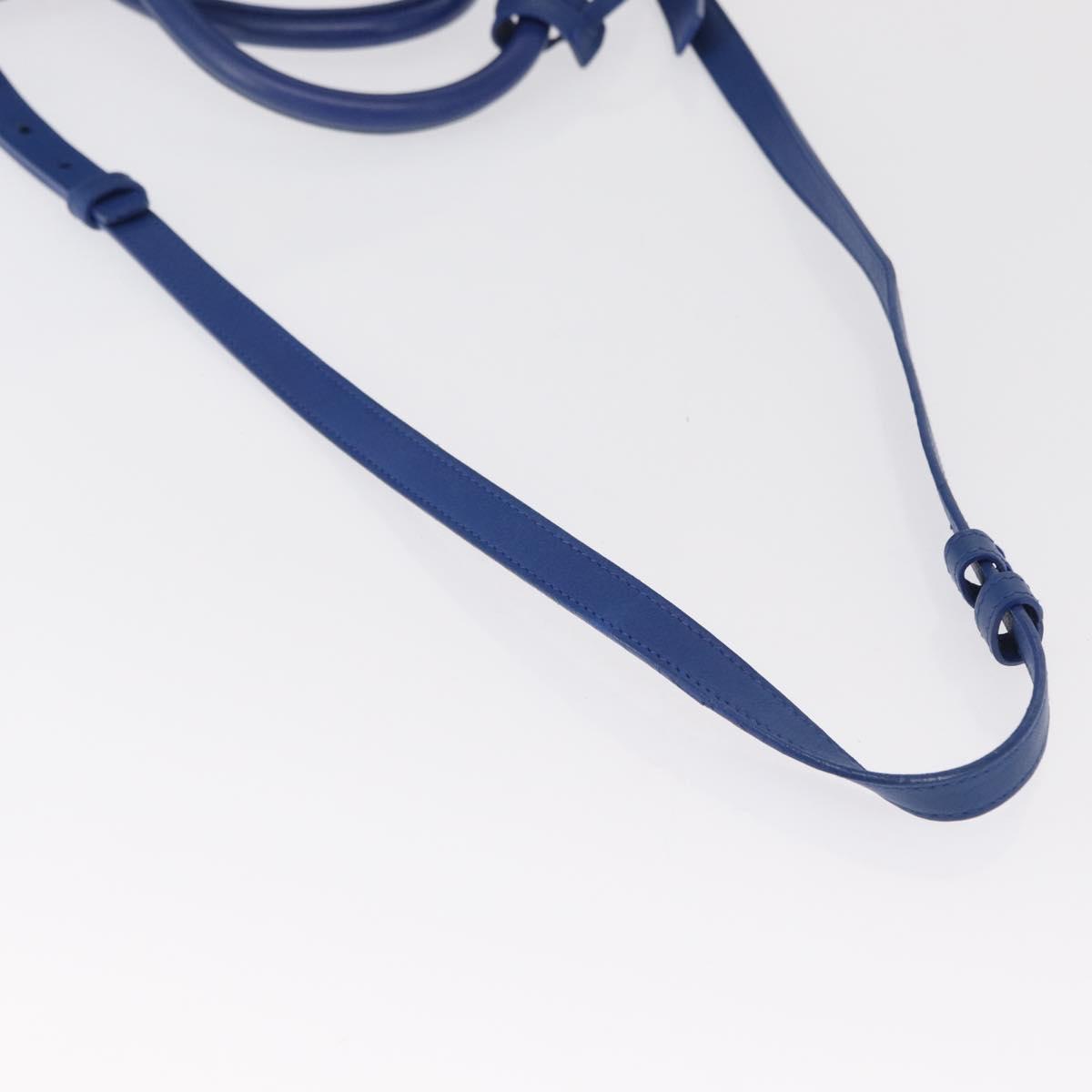 SAINT LAURENT Baby Kabas Hand Bag Leather 2way Blue Gold 311210 Auth 168154