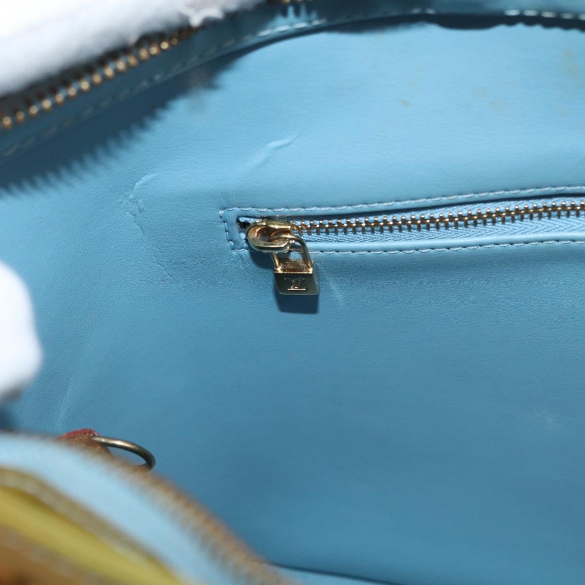 LOUIS VUITTON Monogram Vernis Houston Hand Bag Baby Blue M91005 LV Auth 168158