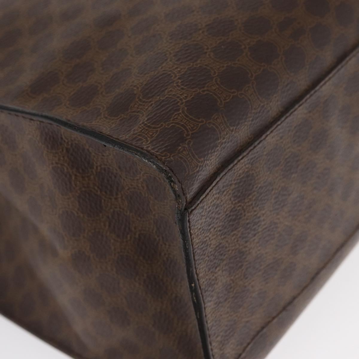 CELINE Macadam Canvas Tote Bag PVC Leather Brown Gold Auth 168166