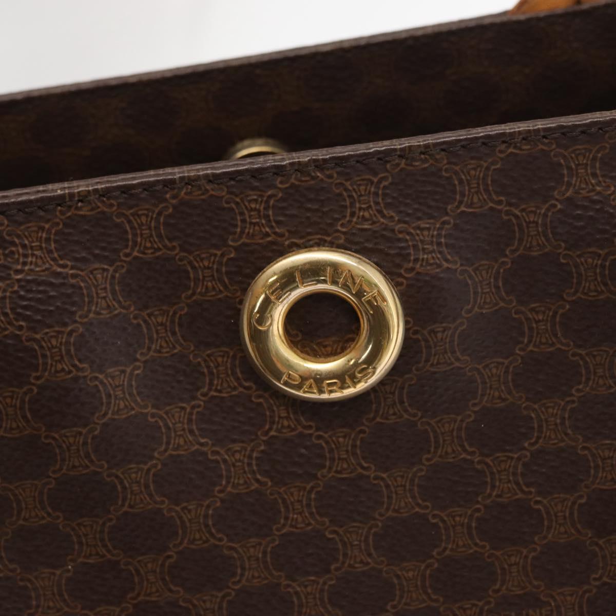 CELINE Macadam Canvas Tote Bag PVC Leather Brown Gold Auth 168166