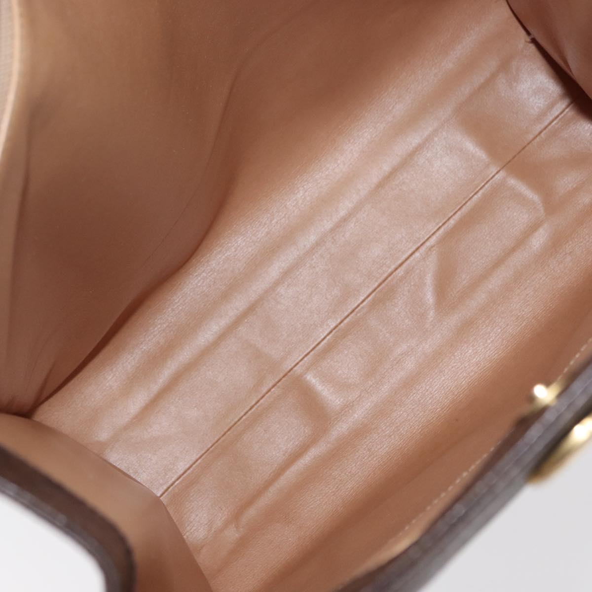 CELINE Macadam Canvas Tote Bag PVC Leather Brown Gold Auth 168166